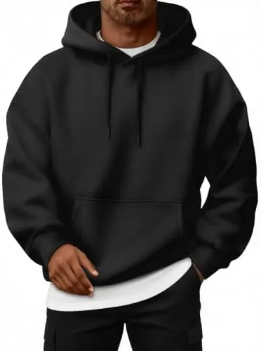efan mens oversized hoodies fleece lined sweatshirts black